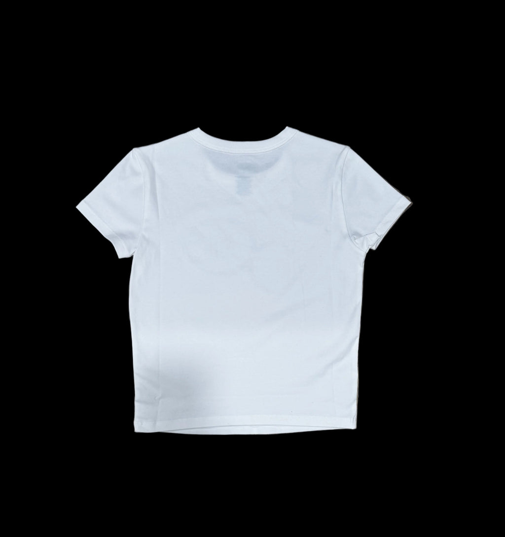White 9lives Crop Tee