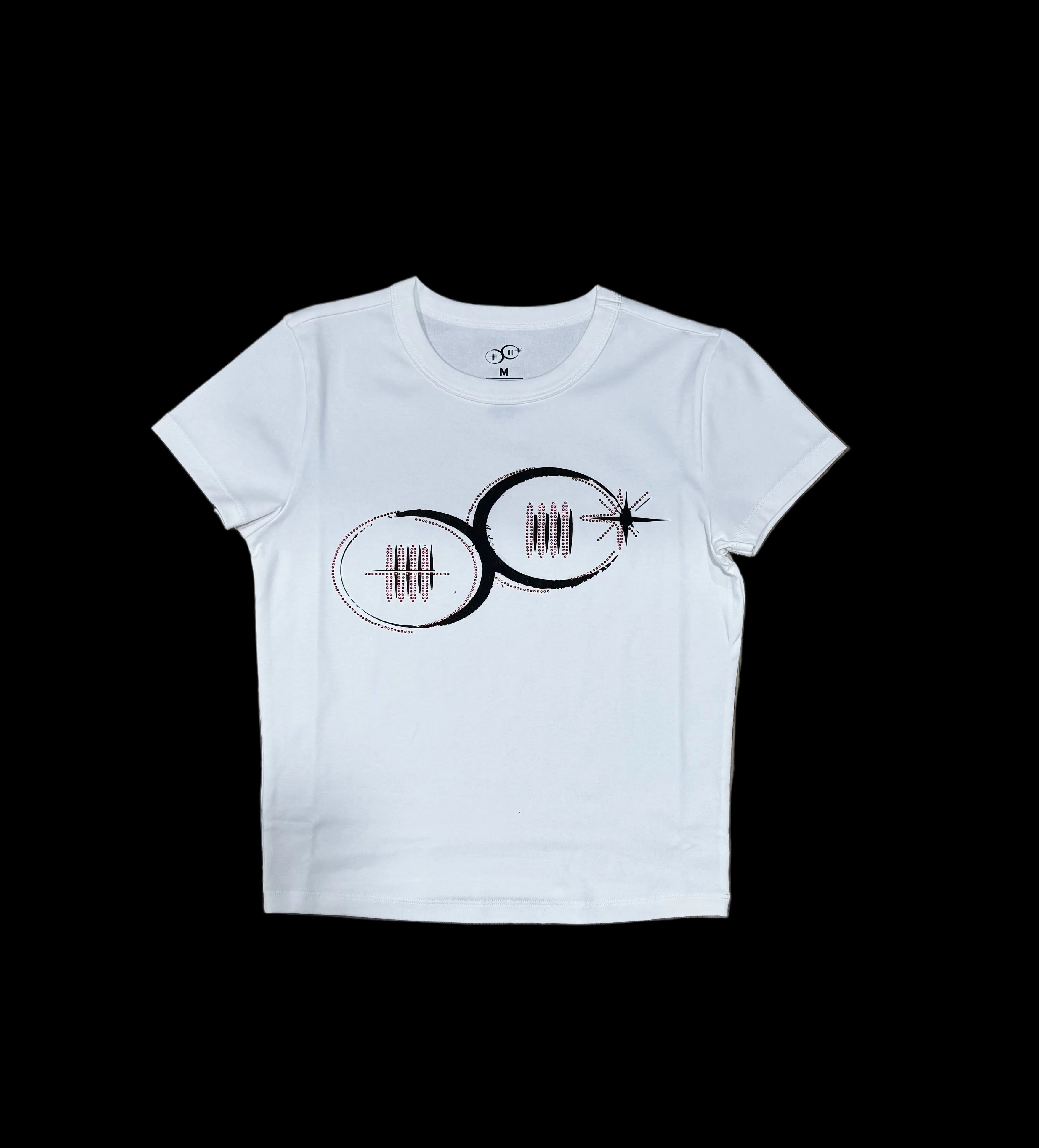 White 9lives Crop Tee